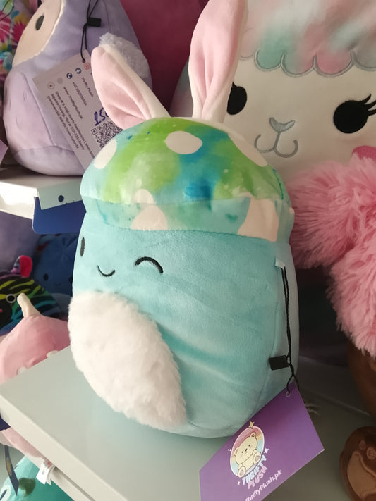 Squishmallows Mully the Teal Mushroom plush toy with bunny ears.