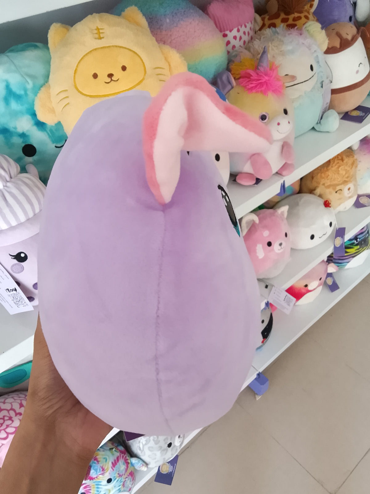 Ty Squish-A-Boo Bitsy purple dog plush toy.