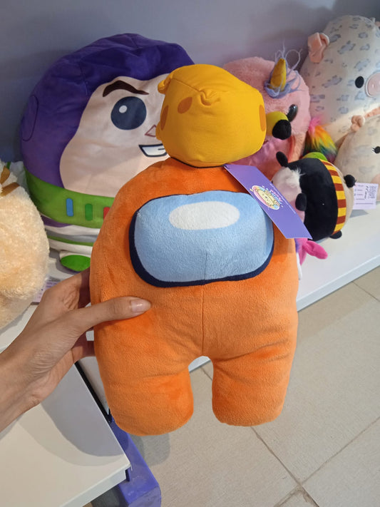 Among Us Orange Crewmate with Cheese Hat Plush Toy.