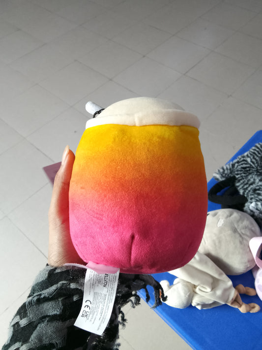 Squishmallows Bergit the Pink and Orange Gradient Boba plush toy.