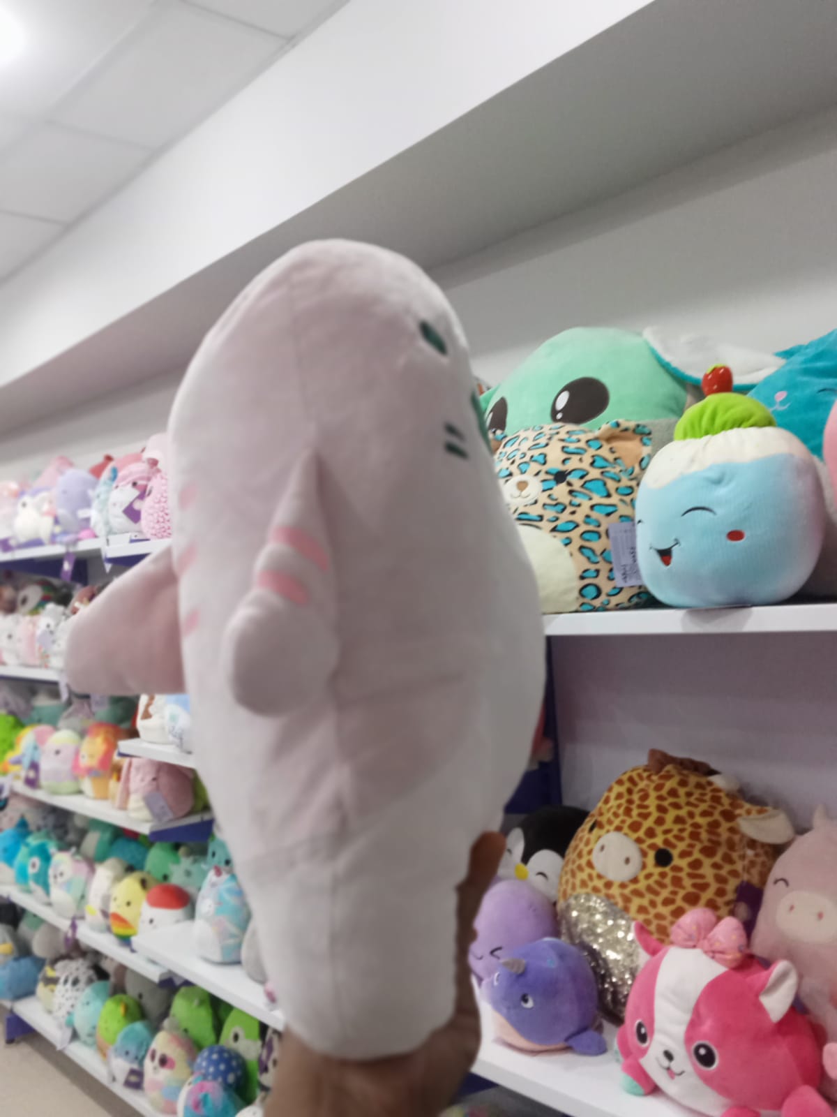 Samezu Pastel Pink Tiger Shark plush toy.