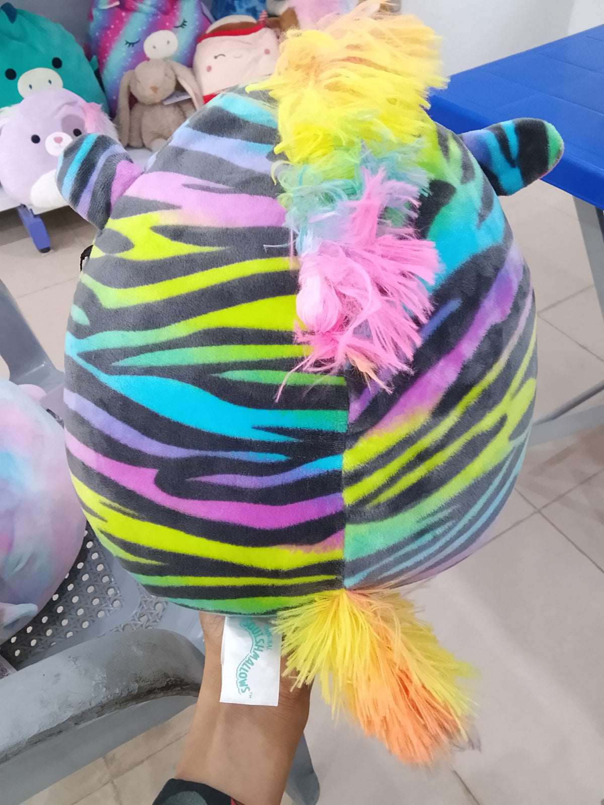 Squishmallows plush toy featuring the character Safiyah the Rainbow Zebra.