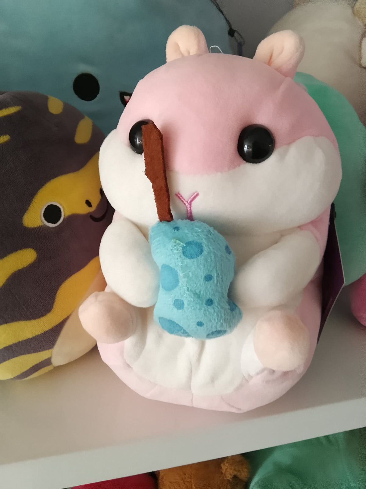 Coroham Coron Sweets hamster doll, likely in the "Ichigo-chan" pink version.