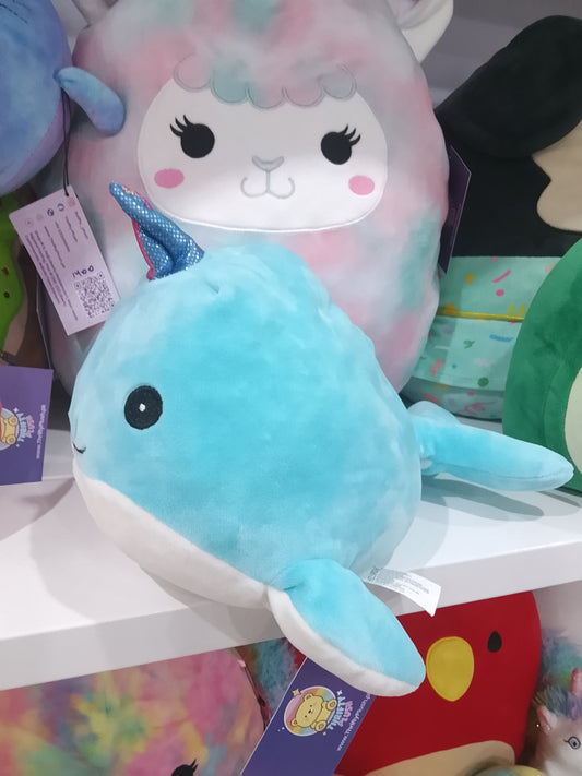 Squishmallows blue Wally the Narwhal plush toy
