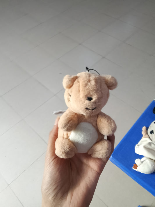 light brown plush bear keyring