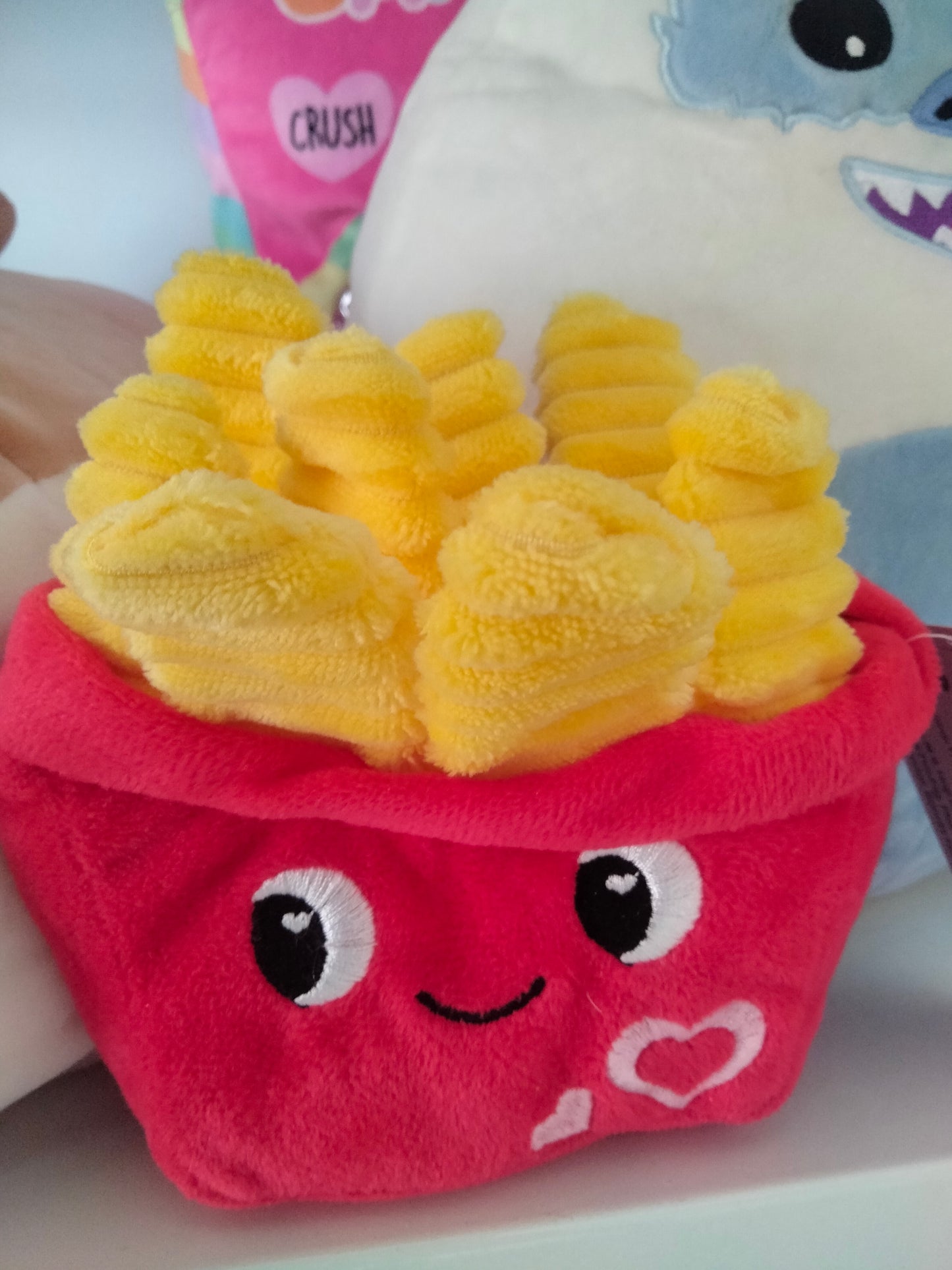 Foodie-Themed Plush Toy Shaped Like A carton Of French Fries.