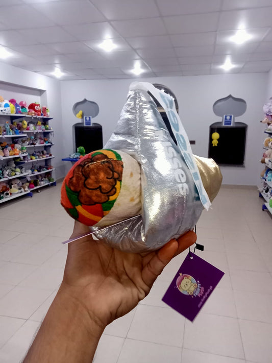 Hershey's Kisses Brand Plush Pillow, designed to resemble the iconic teardrop-shaped chocolate.