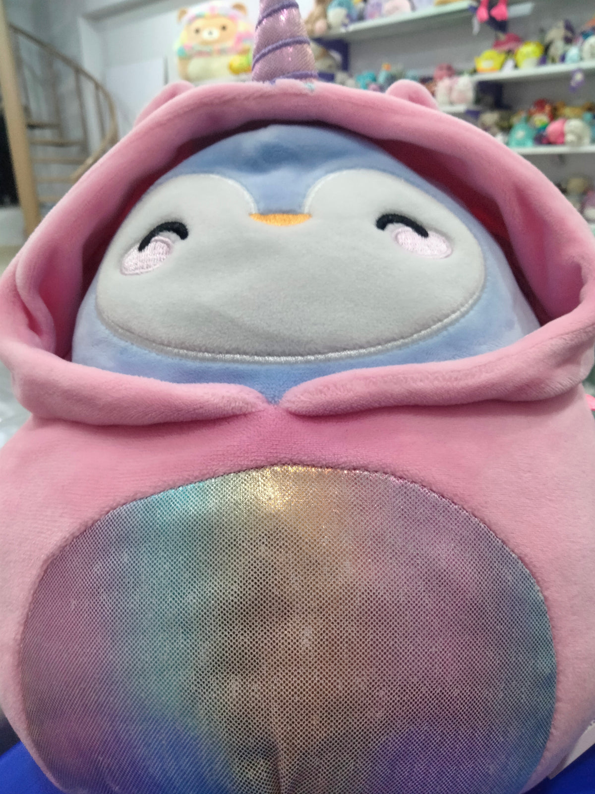 Squishmallows plush toy (Blue Penguin Wearing A Pink unicorn costume)