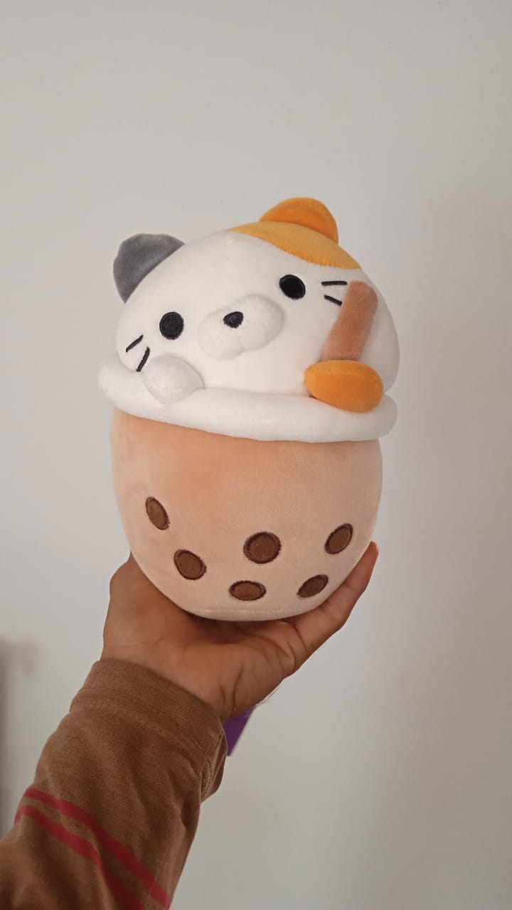 Takashoji Calico Boba Tea Cat Plush toy.