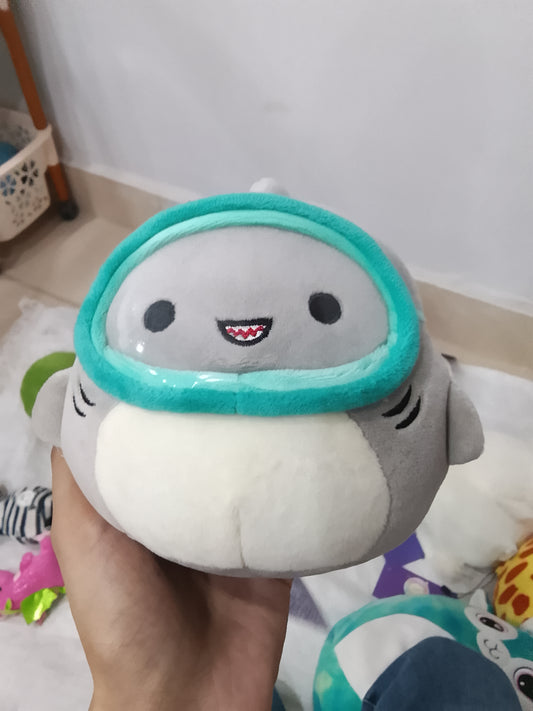 Squishmallows Gordon the Shark mini plush with goggles in gray and teal