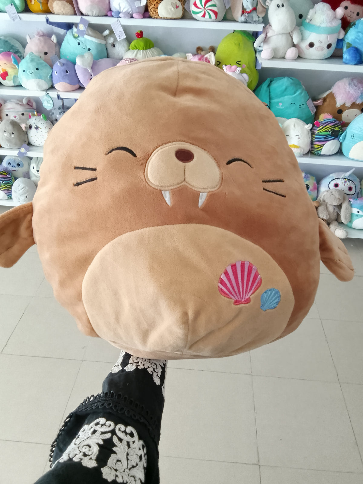 Kellytoy Squishmallows Bruce the Walrus brown plush toy.