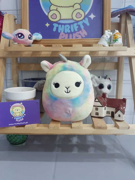 Squishmallow Named Lucy-May, A Rainbow Tie-Dye Llamacorn Plushie