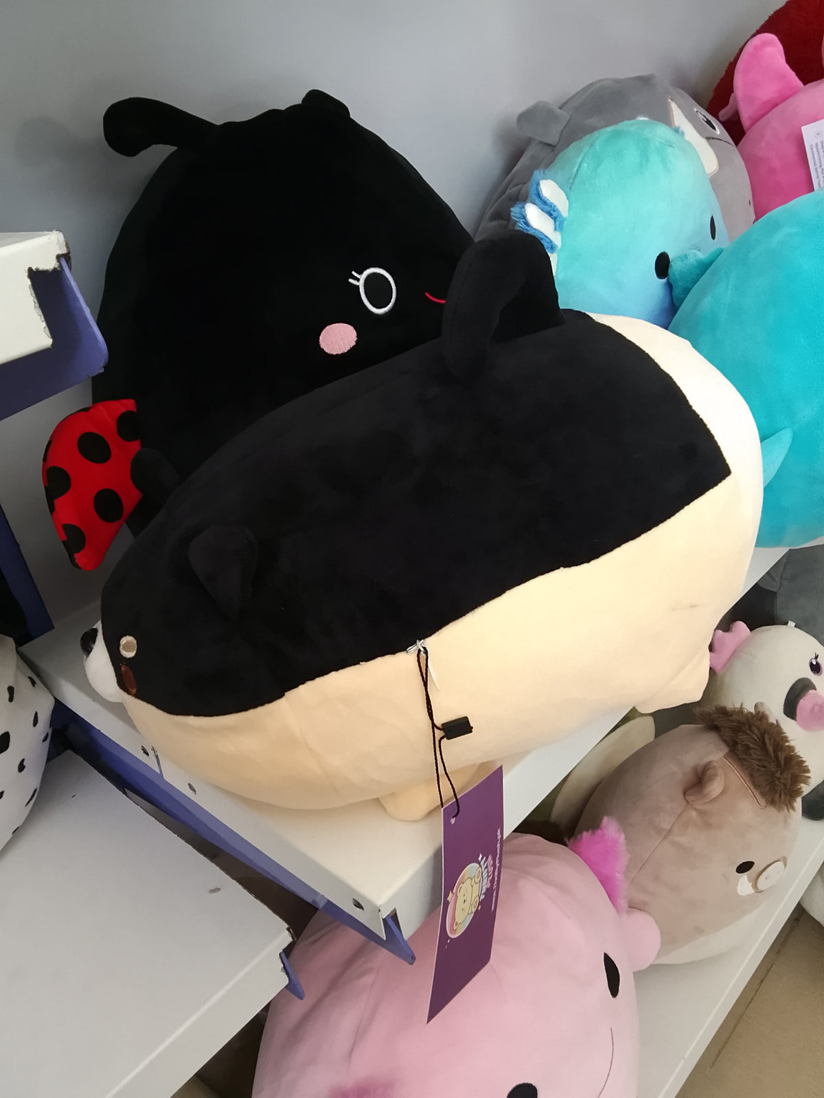 Black Shiba Inu plush toy soft, squishy hugging pillow.