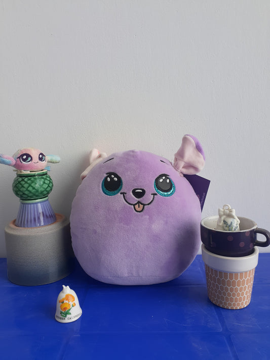 Ty Squish-A-Boo Bitsy Or Ty Fetch 10" Squish, Purple Dog Plushie