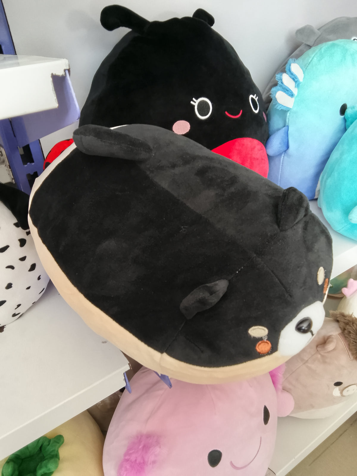 Black Shiba Inu plush toy soft, squishy hugging pillow.