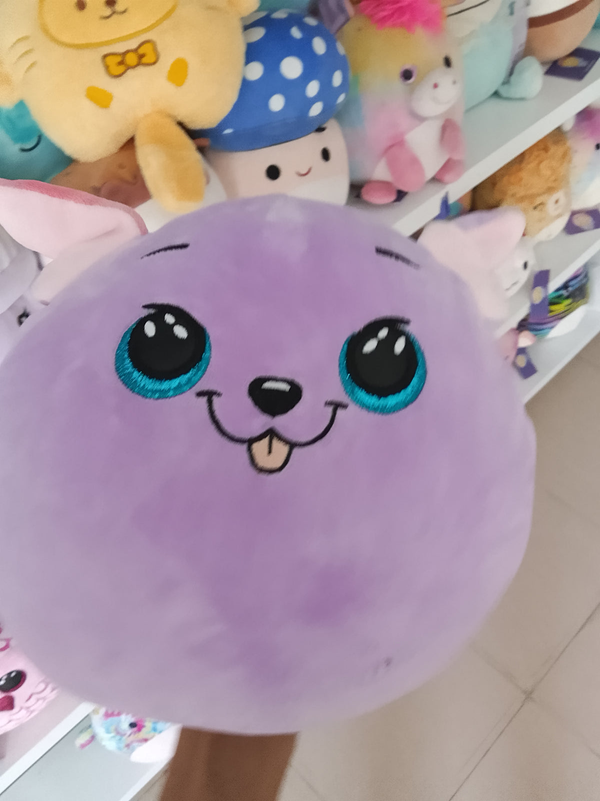 Ty Squish-A-Boo Bitsy purple dog plush toy.