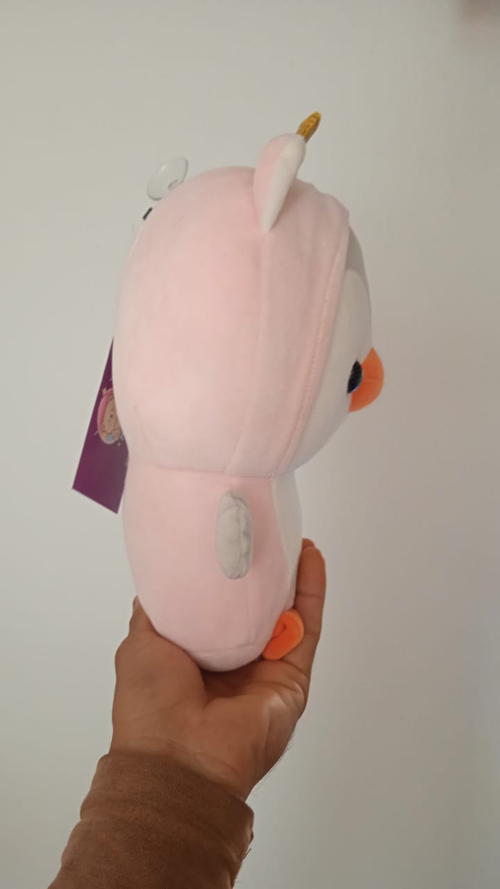 Cute Penguin Stuffed Animal Cosplay as a Pink Unicorn.