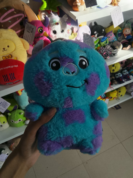 Monsters, Inc. Sulley plush doll by Disney Store or similar brands like Miniso.