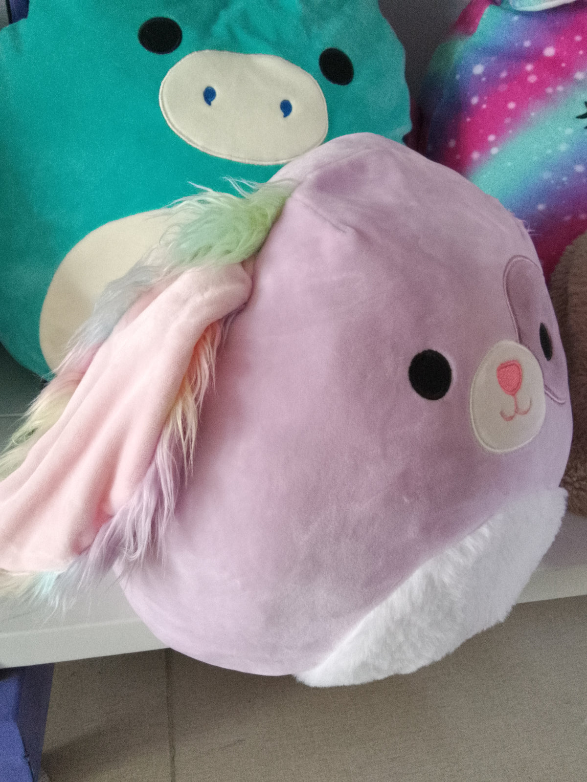 Squishmallows plush toys featuring Barb the Purple Dog