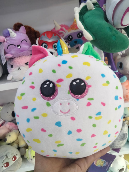 Boos Harmonie the White Unicorn plush pillow.