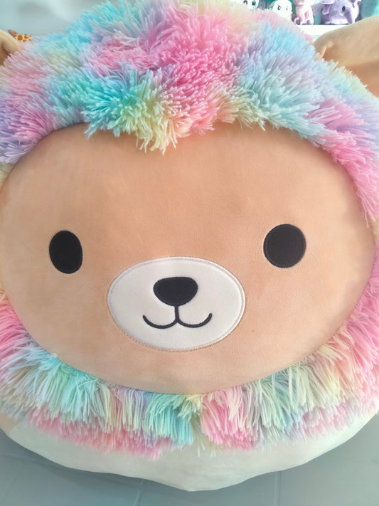 Leonard the Rainbow Lion Squishmallow plush toy.