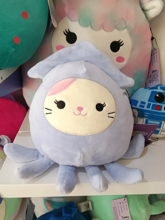 Squishmallow collectible plush toy known as Karina the Cat in a Stacy Squid costume.