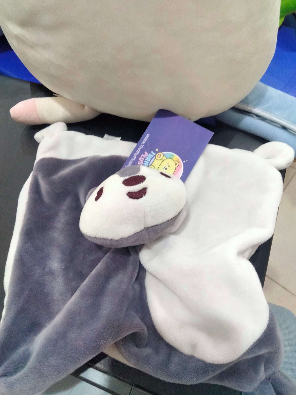 Dreambee gray and white fox plush baby.