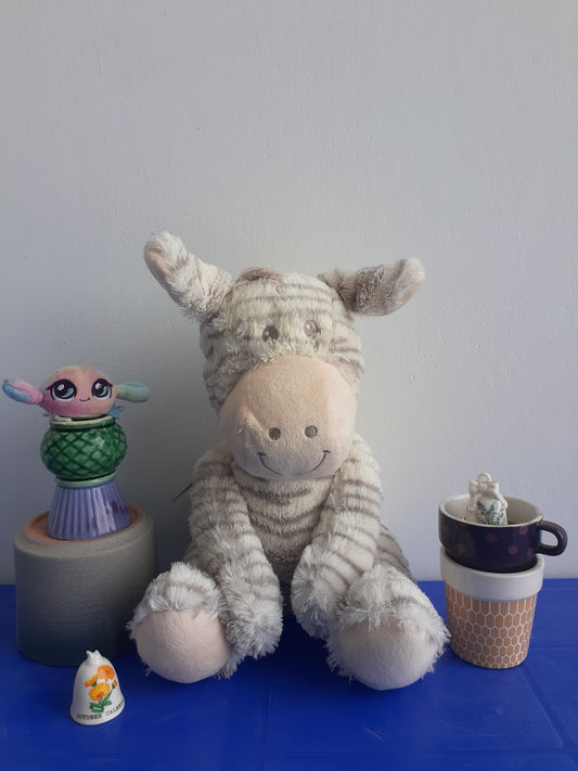 Mon Petit Chou Grey Zebra Plush Soft Toy,