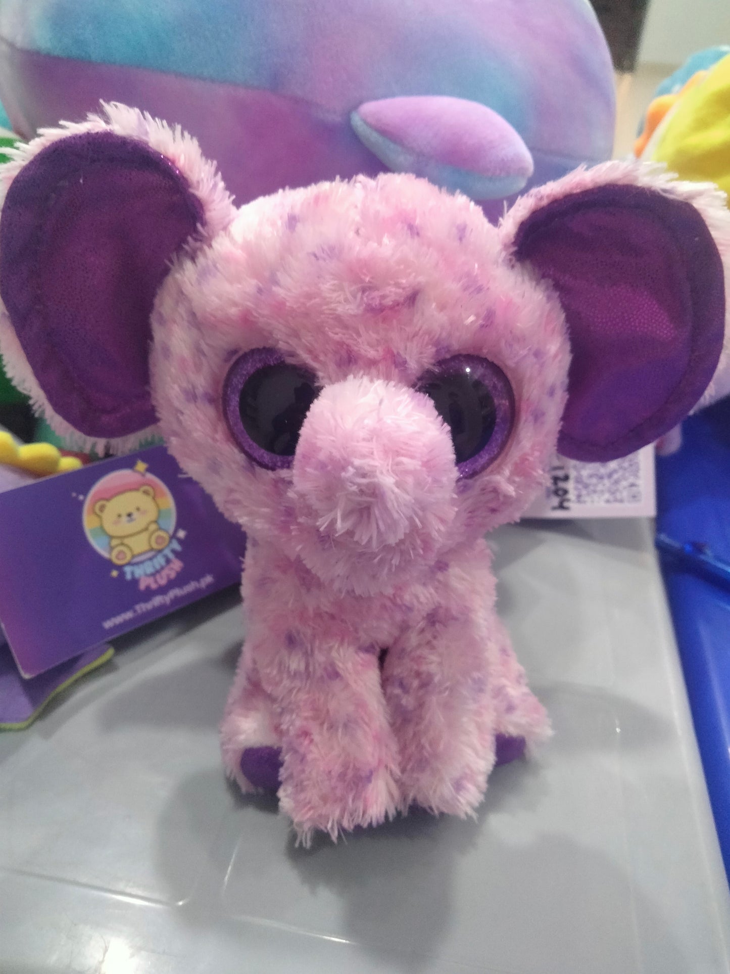Ty Beanie Boos Eva pink elephant plush toy.