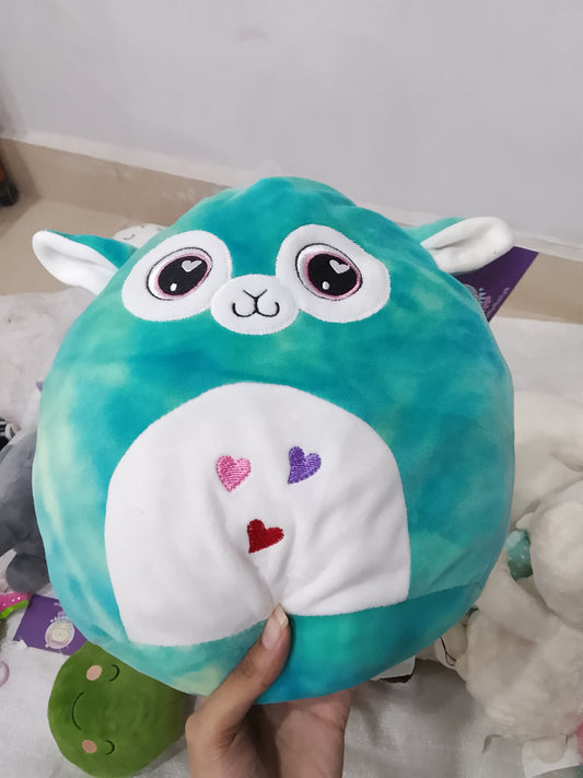 Squishmallow teal tie-dye alpaca or llama plush toy.