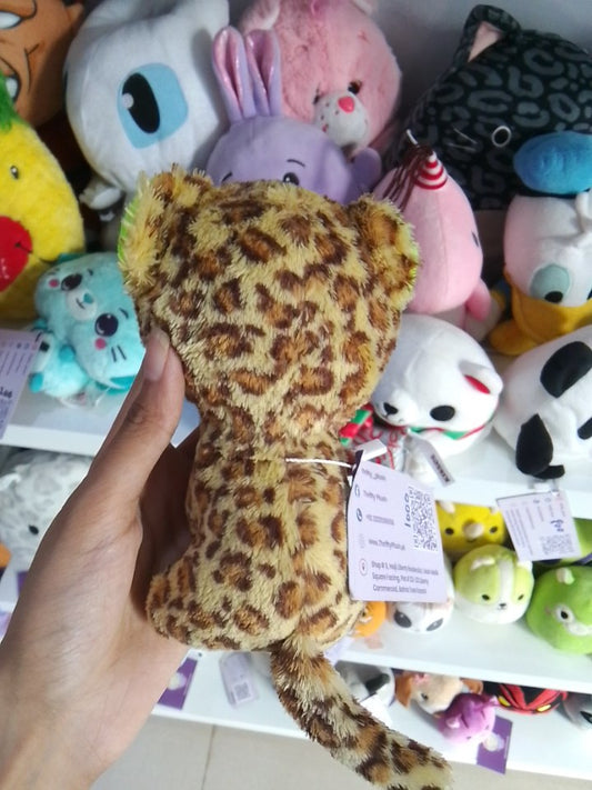 Ty Beanie Boo Speckles the Leopard plush toy featuring green sparkle eyes.
