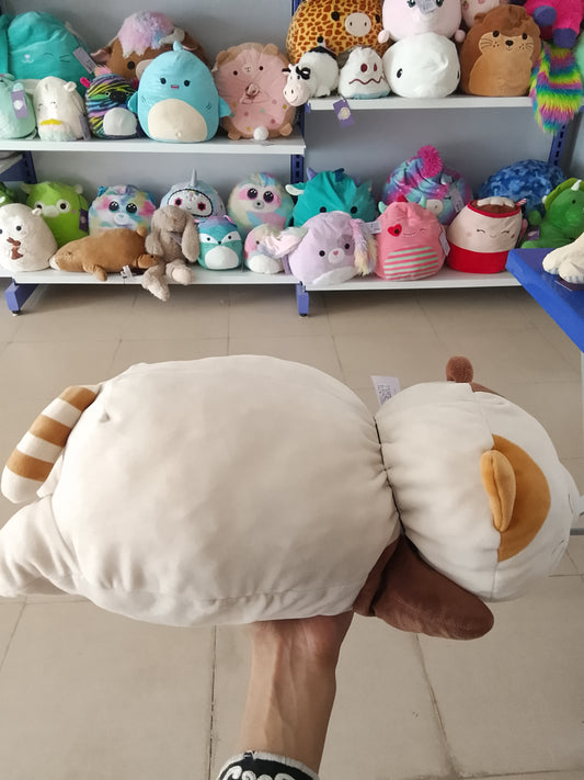 Miniso Standing Kitten plush pillow toy featuring a soft white and brown design.