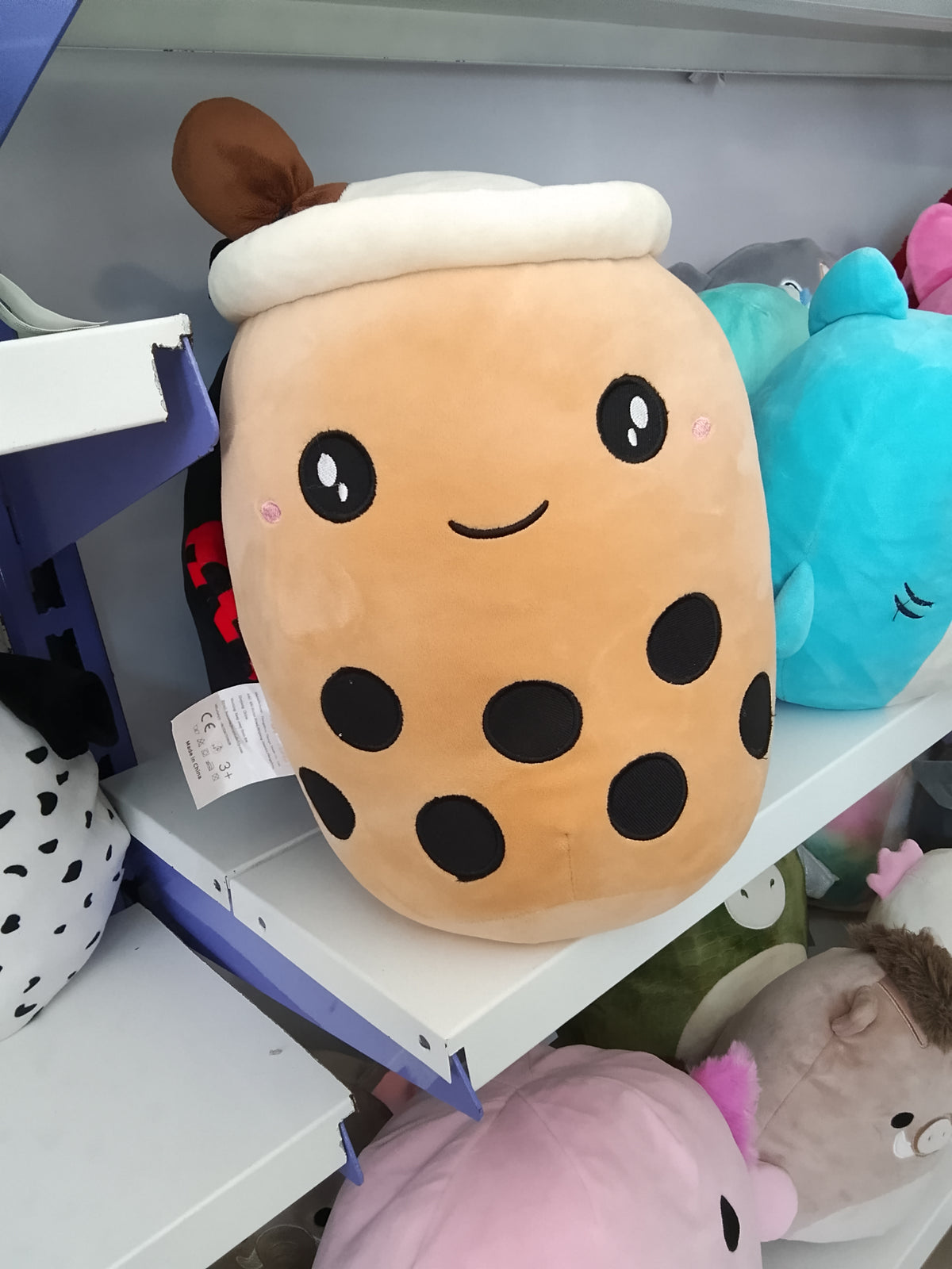Boba Milk Tea plush doll bubble tea cup with tapioca pearls.