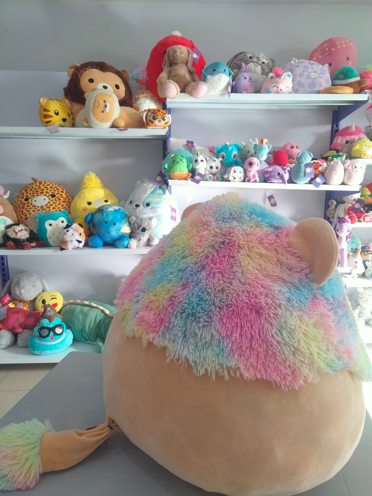 Leonard the Rainbow Lion Squishmallow plush toy.