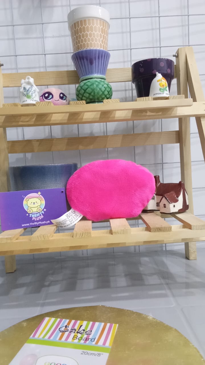 PInk, Smiling Plush Toy Shaped Like A Clam Or Seashell,