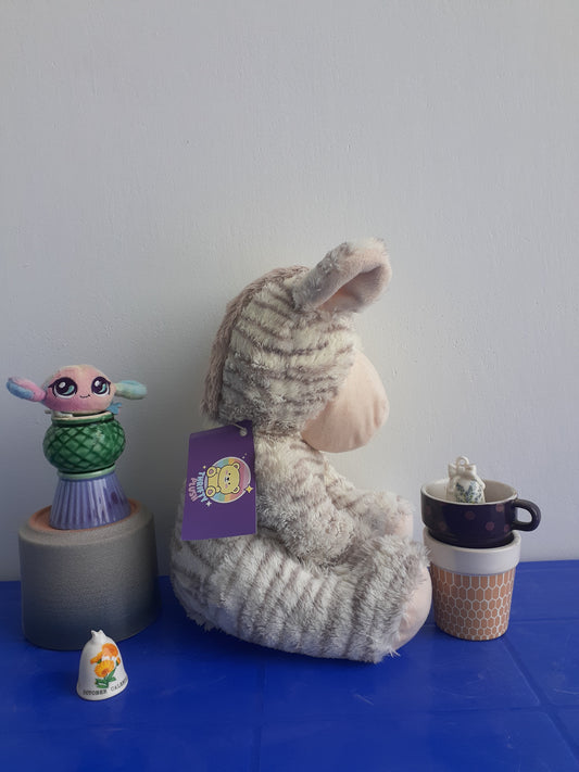 Mon Petit Chou Grey Zebra Plush Soft Toy,