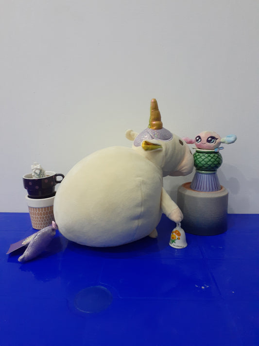 Miniso 9" Round White Unicorn Plushie