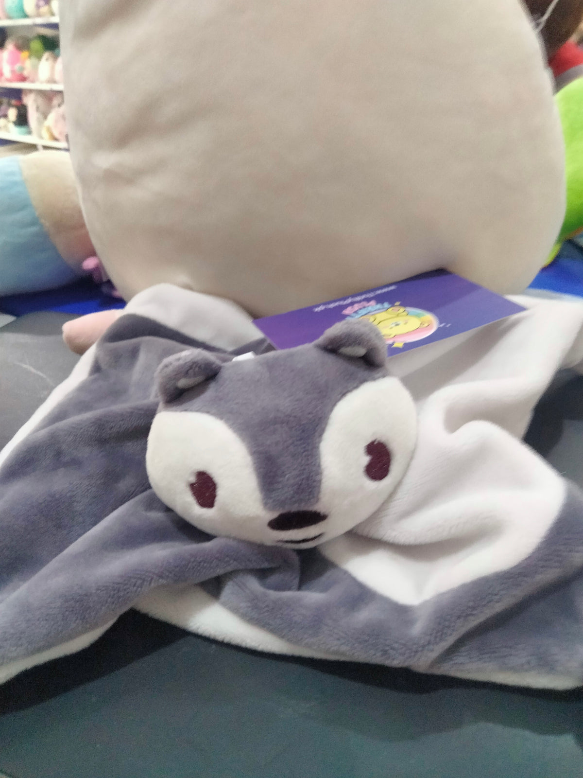 Dreambee gray and white fox plush baby.