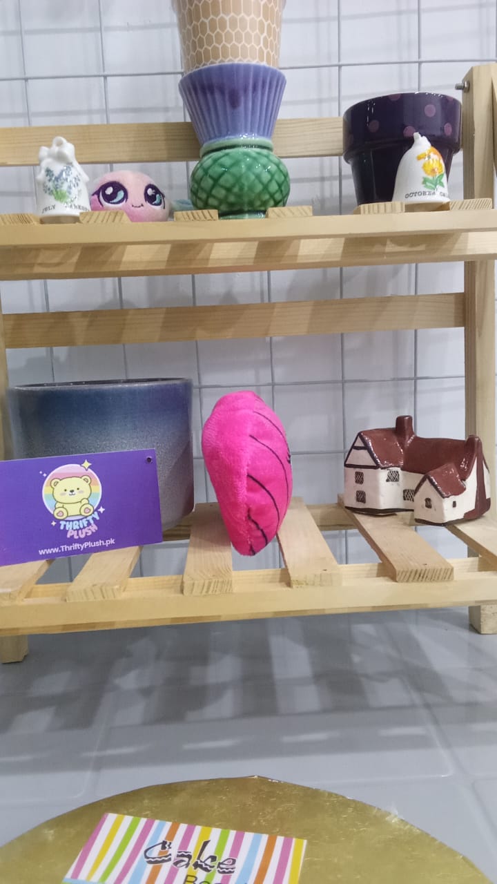 PInk, Smiling Plush Toy Shaped Like A Clam Or Seashell,