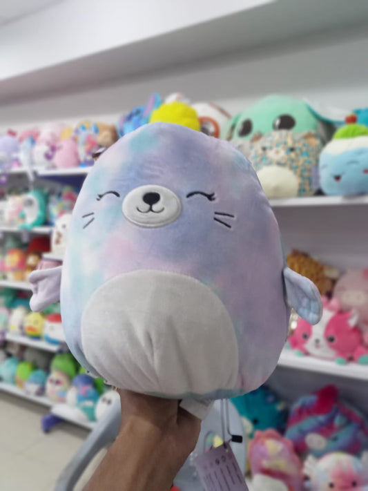 Tie Dyed Seal Squishmallow plush toy.