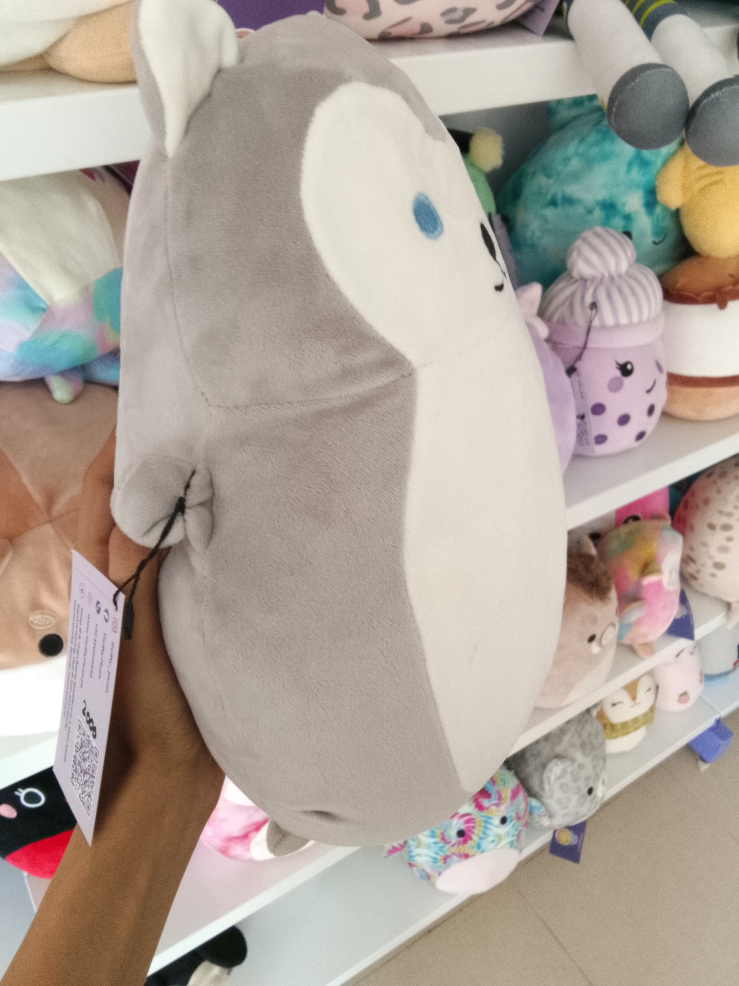 Plush Husky Hug Pillow from Daiso Japan