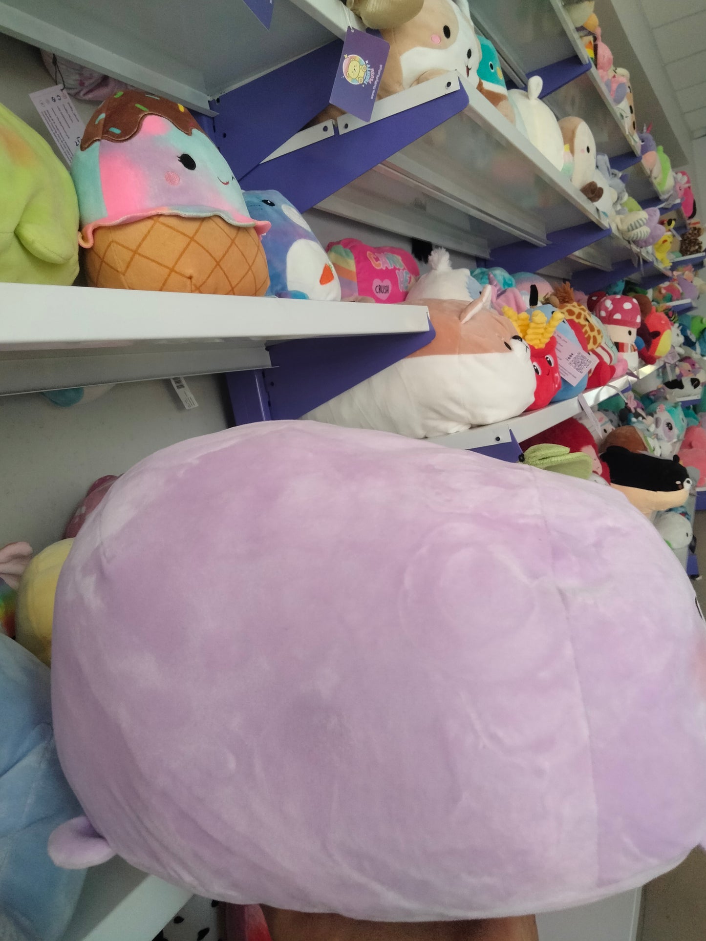 A soft, purple fruit-themed plush toy from Thrifty Plush.