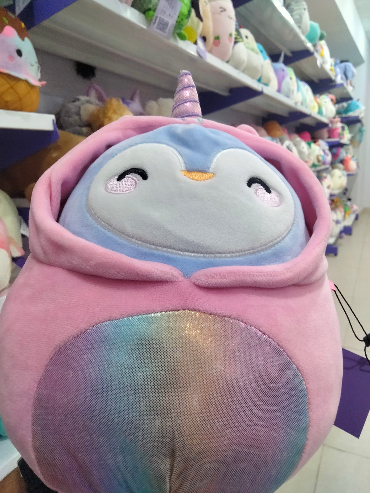 Squishmallows plush toy (Blue Penguin Wearing A Pink unicorn costume)