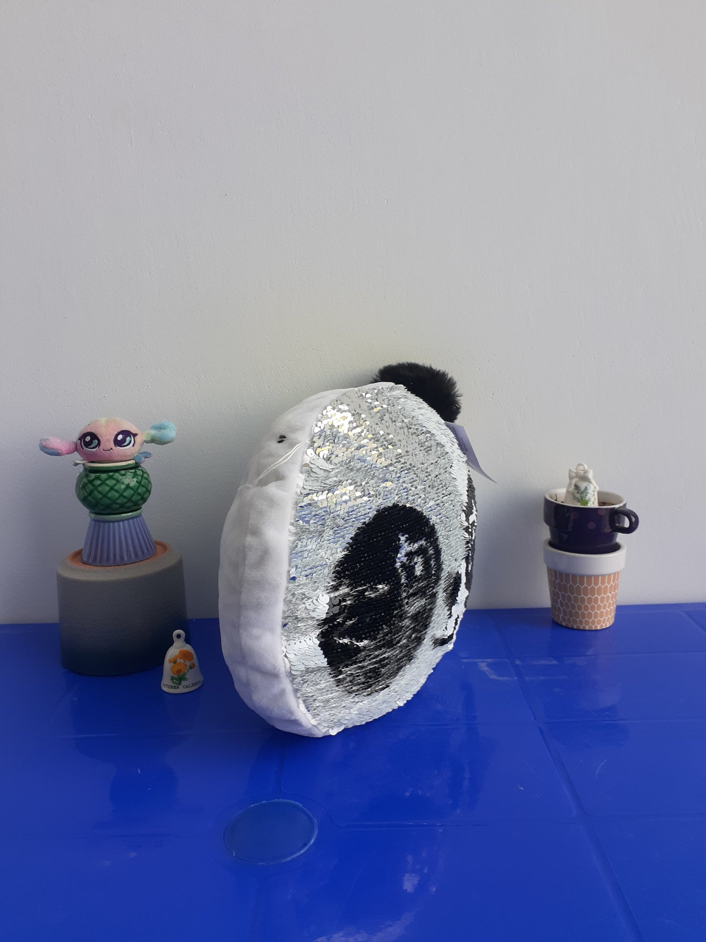Reversible Sequin Panda Cushion