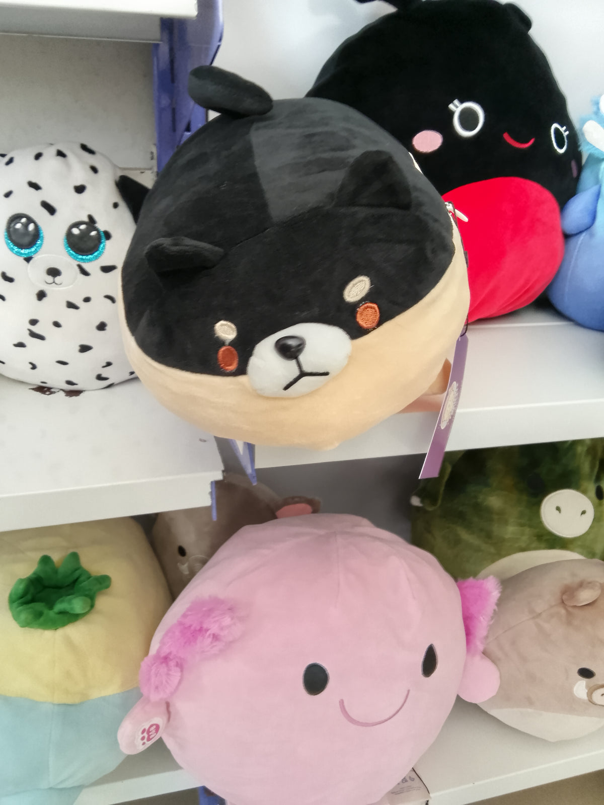 Black Shiba Inu plush toy soft, squishy hugging pillow.