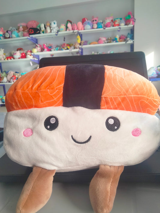 Plush stuffed Toy Designed To Look Like Salmon Sushi (nigiri).