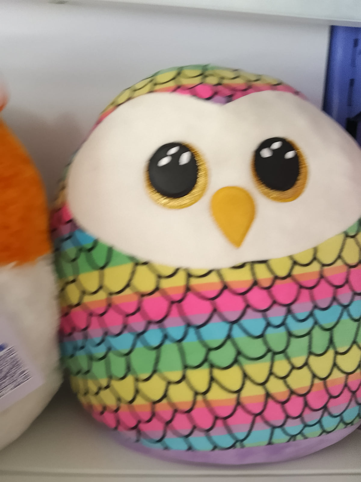 Ty Squish-a-Boo Owen the Owl rainbow plush.