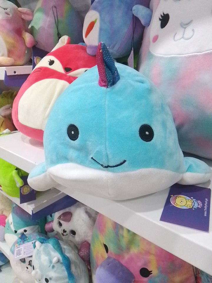 Squishmallows blue Wally the Narwhal plush toy