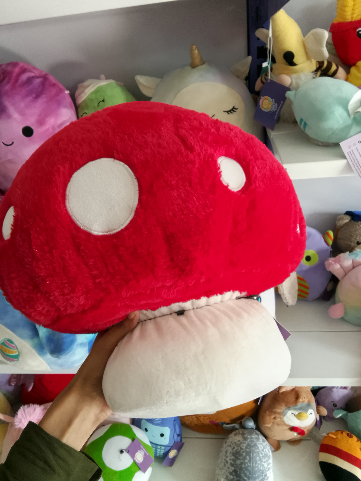 Jellycat Amuseables Mushroom soft toy with a red plush cap.