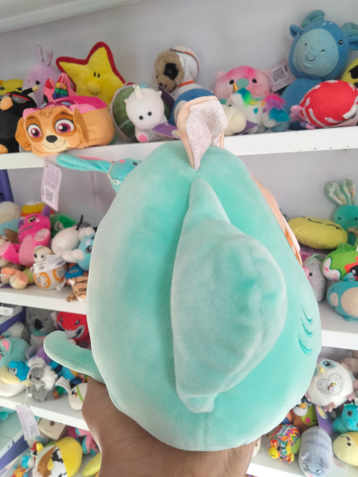 Squishmallows Lexie the Cheetah plush toy dressed in a stingray costume.